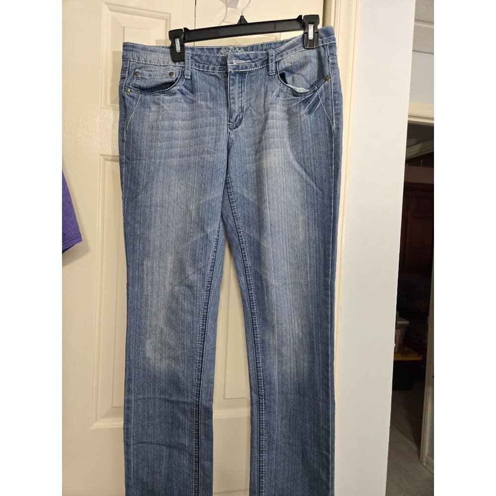 Do Denim Miss Me Womens Embroidered Pocket Jeans Size 11x32 Straight Leg Blue